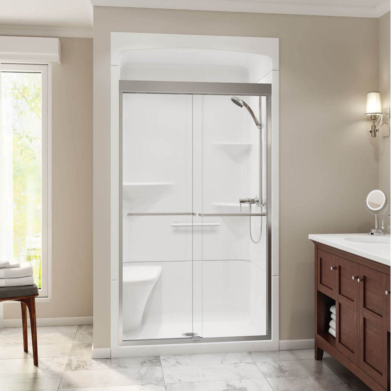 Maax Inc Camelia 48" W x 88" H Framed Rectangle Shower Stall with Seat and Base Included